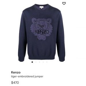 Kenzo tiger-embroidered jumper (Medium)…NWT